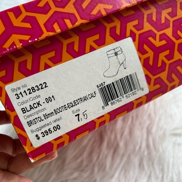 Tory Burch Black Bristol Equestrian Calf Ankle Bootie Shoes 7.5 - Picture 4 of 11